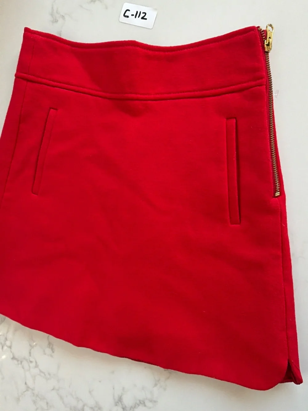 J. Crew Red A-Line Mini Skirt with Side Zip